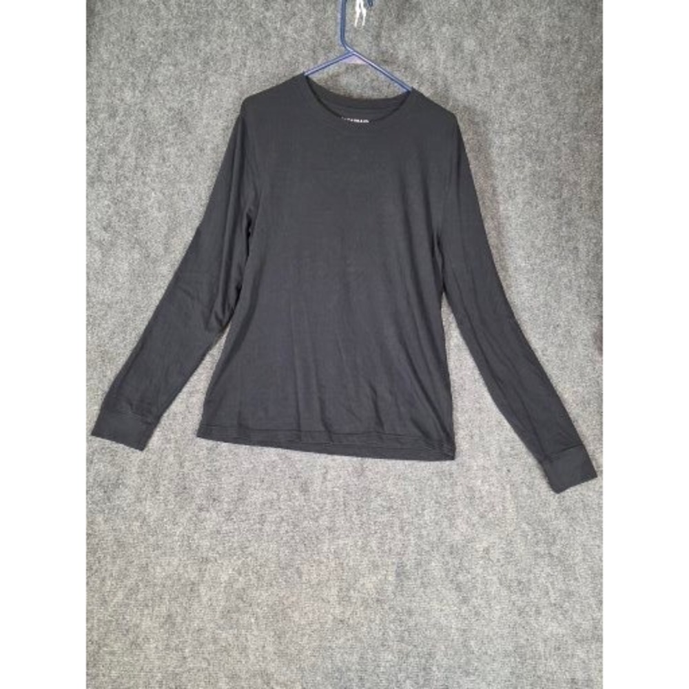 Lucky Brand Womens Long‎ Sleeve Crewneck Tee Black Solid Cotton Sz S Lightweight